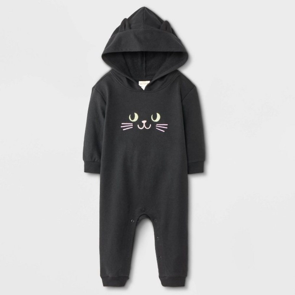 🖤🩷 NWT Black Cat Hooded Romper - Cat & Jack - Newborn 🩷🖤